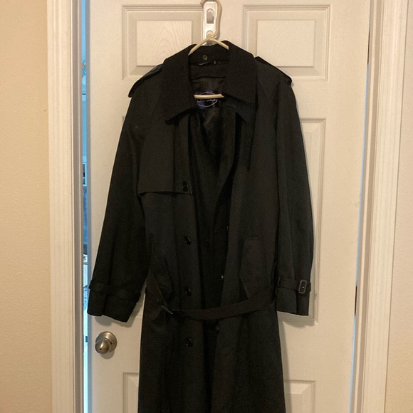 Men’s Perusal Black Trenchcoat Size 42R Like New - Picture 1 of 9